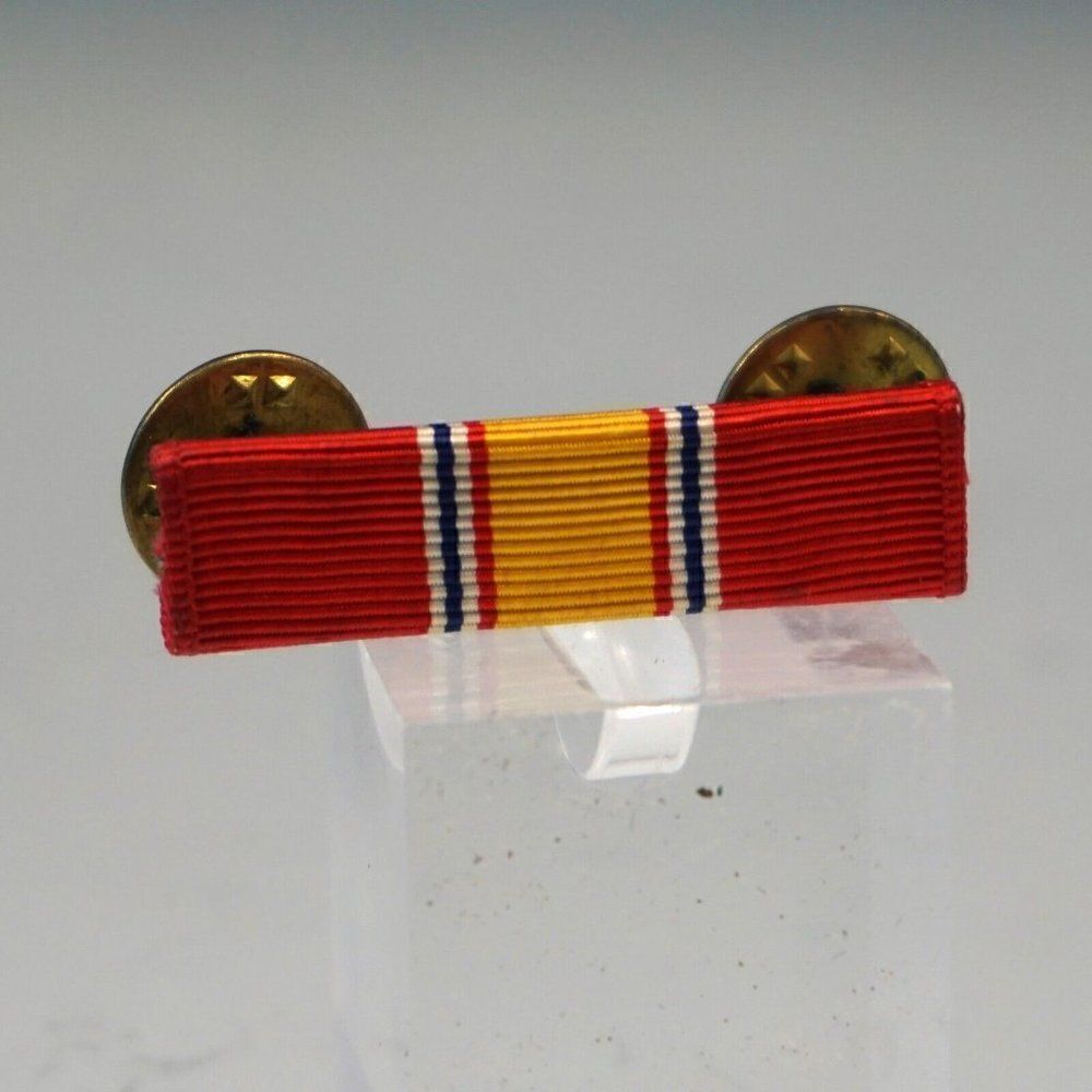 US Military Nation Defense Medal Ribbon Bar Double Clutch Back